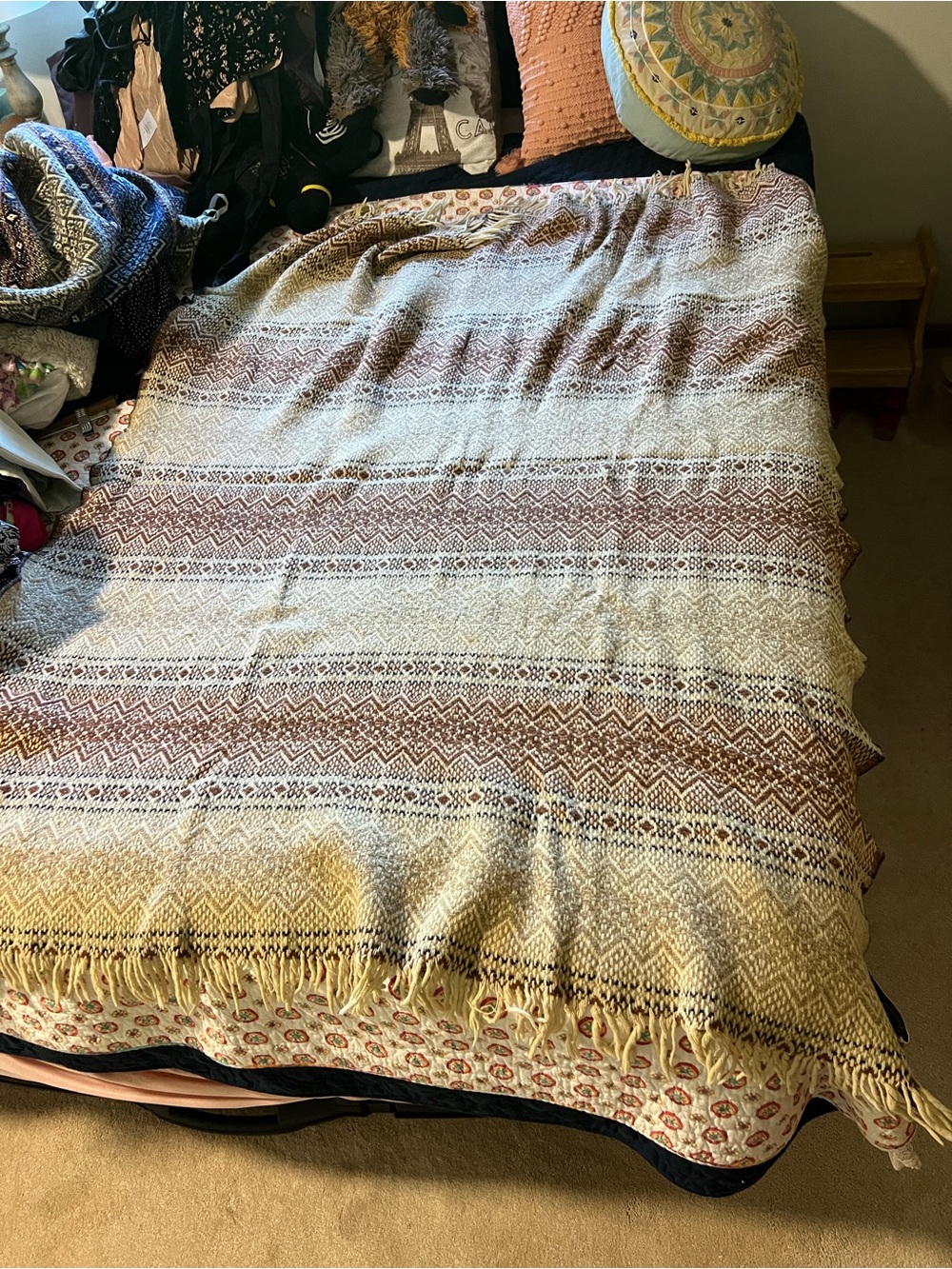 Vintage 80s Amana Woolen Mills Rustic Throw Blanket 100% Virgin Wool - Picture 3 of 5
